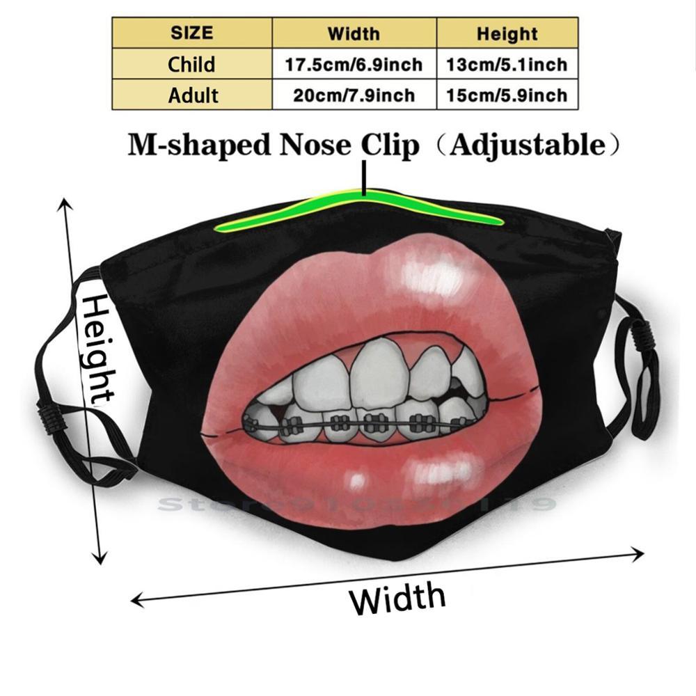Изображение товара: Нижние скобки Рот печати многоразовые Pm2.5 фильтр Сделай Сам маска для рта дети зубы рот, губы человека брекеты Braceface боди части