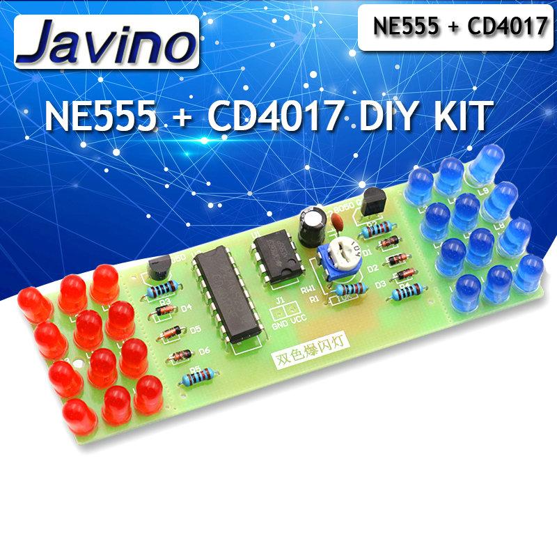 Изображение товара: Набор для творчества электронный, двухцветный, красный, синий, мигающий стробоскоп NE555 + CD4017, набор для обучения электронной практике