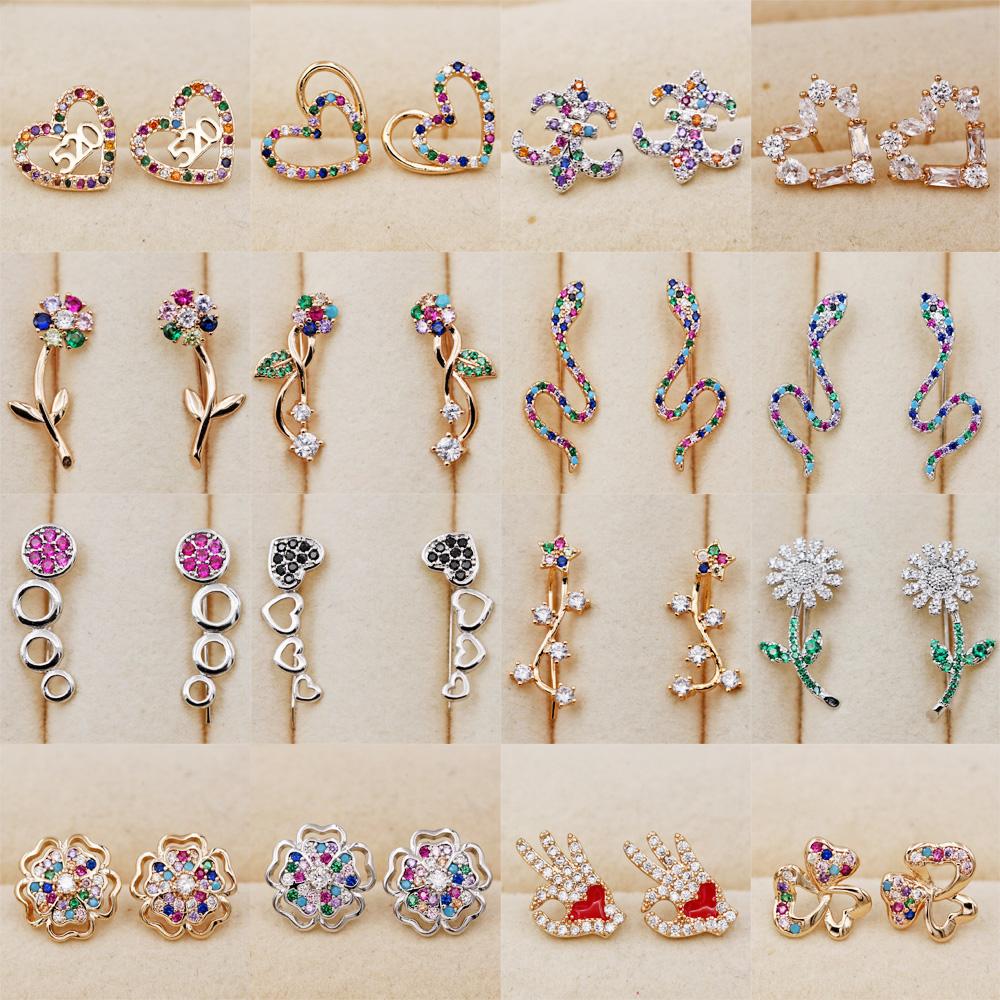 Изображение товара: Модные женские серьги, ювелирные изделия, серьги-гвоздики с искусственными кристаллами и цветами для женщин, роскошные серьги-гвоздики для подарка