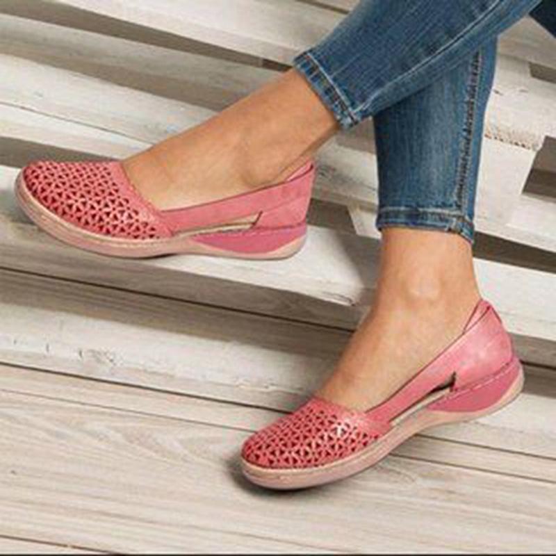 Изображение товара: Women Wedges Sandals Hollow Out PU Vintage Woman Shoes Slip On Casual Sewing Ladies Sandal Female Plus Size Summer