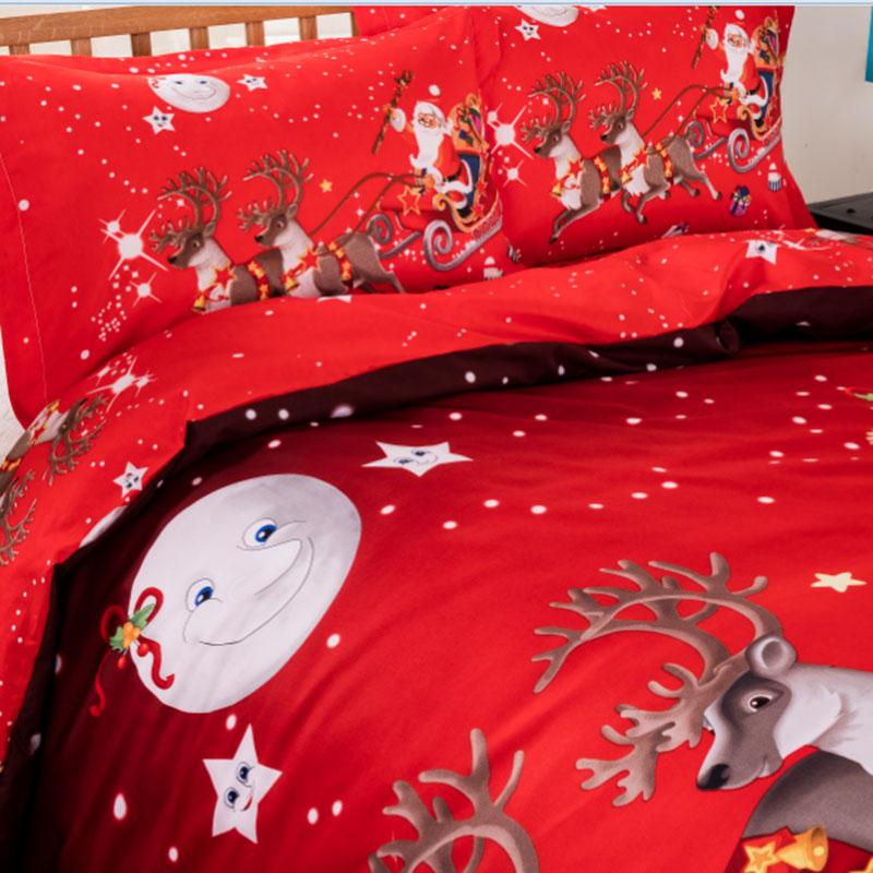 Изображение товара: Красный Рождественский Комплект постельного белья детский Рождественский подарок мультяшный пододеяльник наволочки мягкий двойной двуспальный Королевский размер пододеяльник постельное белье