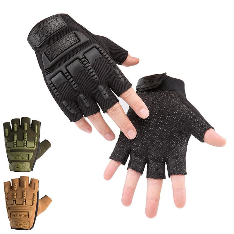 Изображение товара: Перчатки камуфляжные, с открытыми пальцами, Нескользящие, для рыбалки, охоты, кемпинга, велоспорта