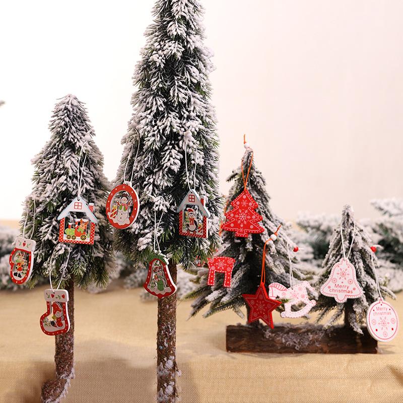 Изображение товара: 12 шт рождественские деревянные подвески, украшения для рождественской вечеринки, украшения для рождественской елки, поделки из дерева, детский подарок для дома