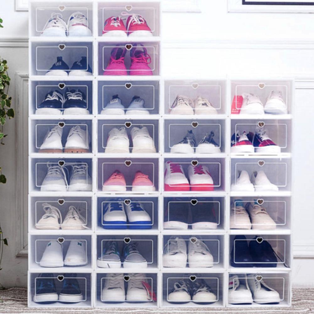 Изображение товара: Откидная коробка для обуви, утолщенная прозрачная коробка для обуви, пластиковая коробка для хранения обуви, Артефакт стеллаж хранение обуви