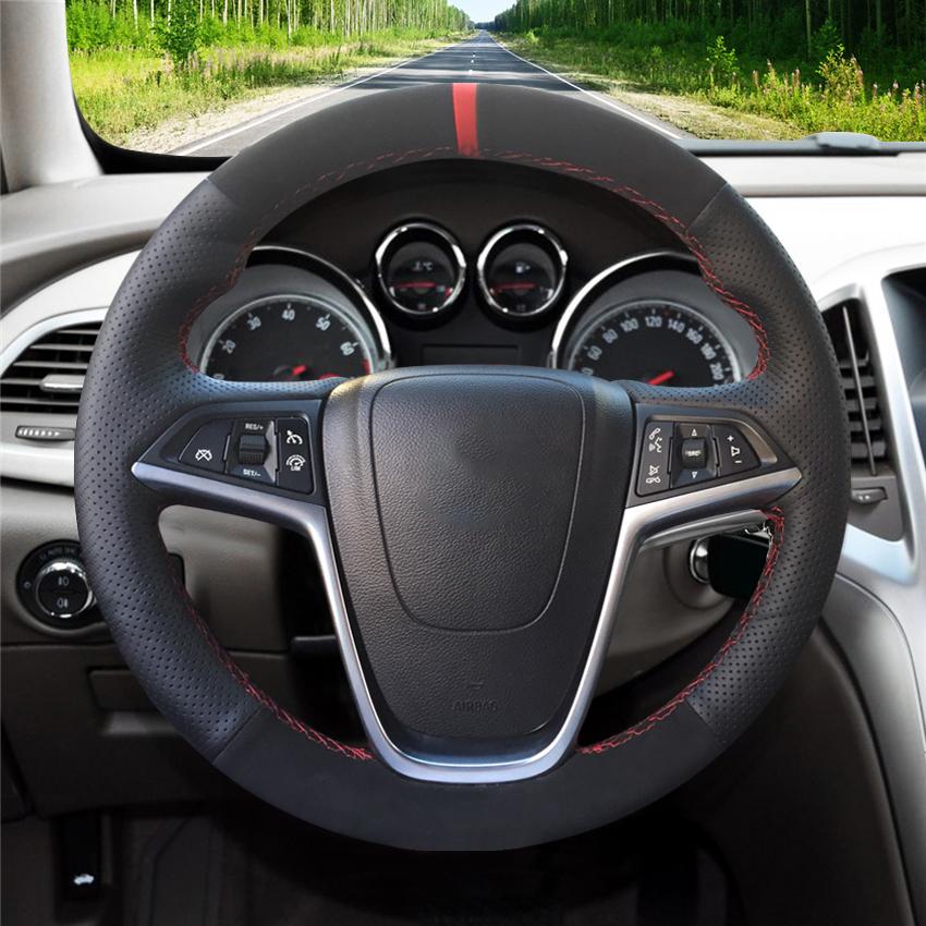 Изображение товара: LQTENLEO черная замшевая кожа Чехол рулевого колеса автомобиля для Opel Astra J Zafira 2010-2016 Buick Encore Cascada Verano 2013-2019