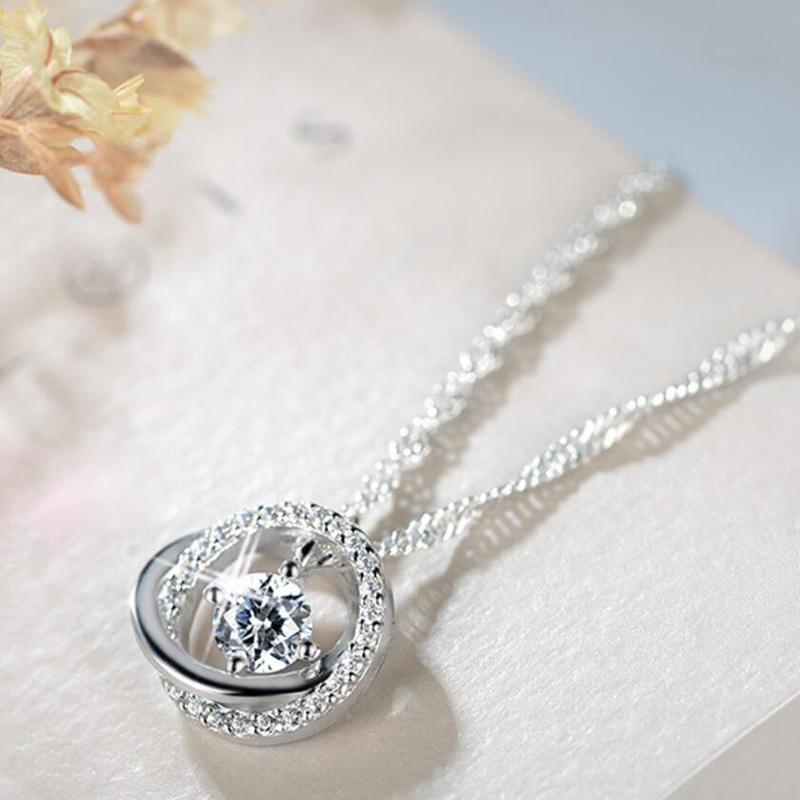 Изображение товара: Женское ожерелье из серебра 925 пробы, с круглой подвеской