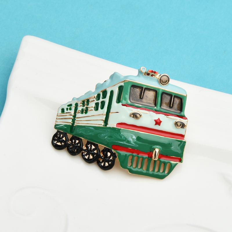 Изображение товара: Wuli & baby, зеленая эмалированная брошь в форме поезда для женщин Вечерние Повседневная офисная брошь на булавке, подарки
