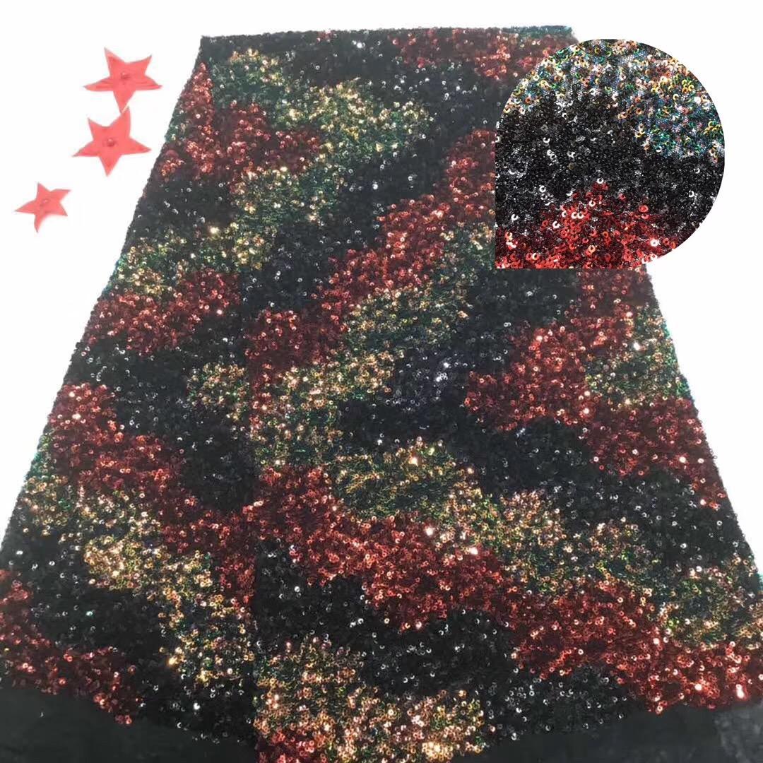 Изображение товара: Кружево с вышивкой блестками, нигерийские кружевные ткани, африканская кружевная ткань 2021 с цветком T3311