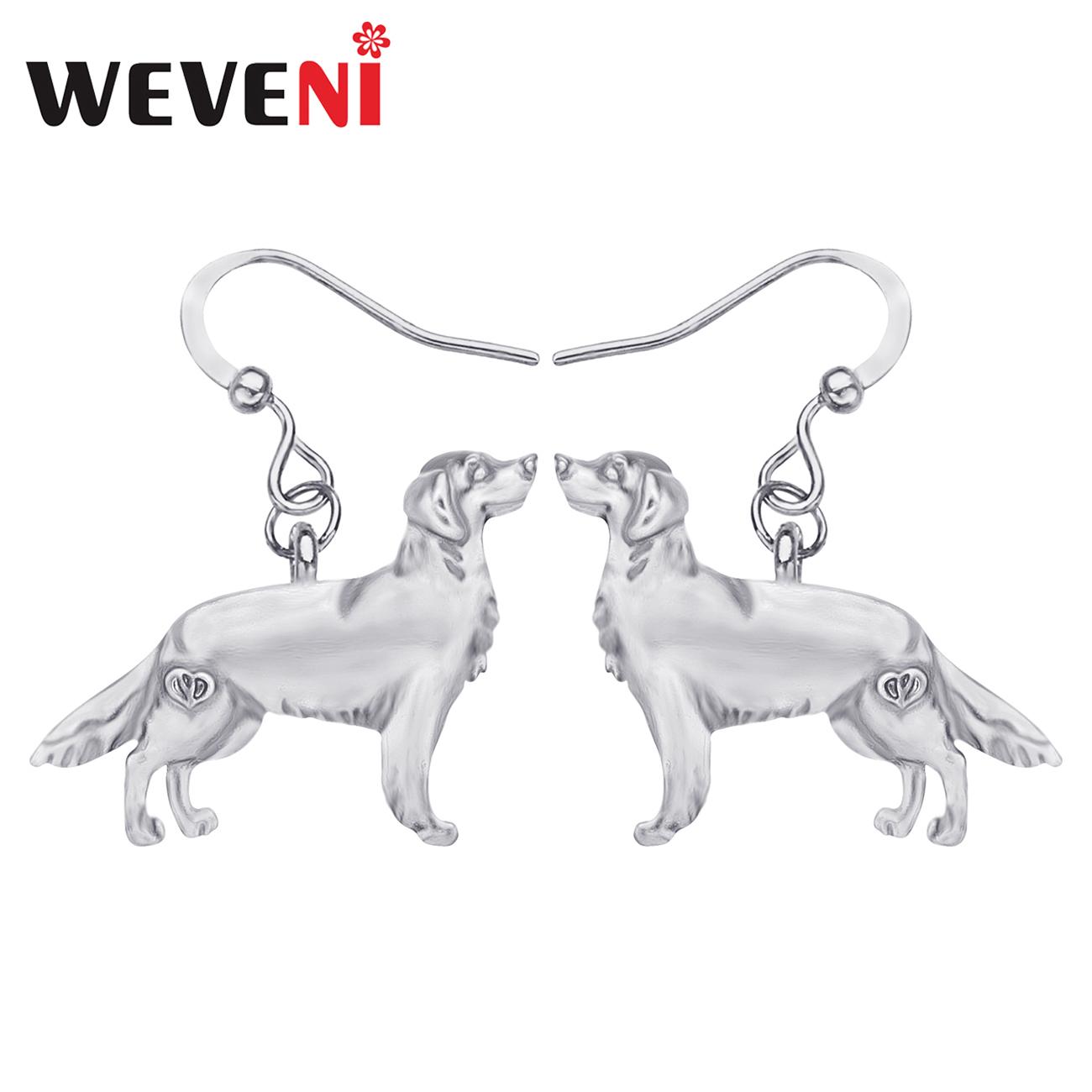 Изображение товара: WEVENI Metal Antique Gold Plated Golden Retriever Dog Earrings Cute Animal Dangle Drop Jewelry For Kids Girls Trendy Gift Charms