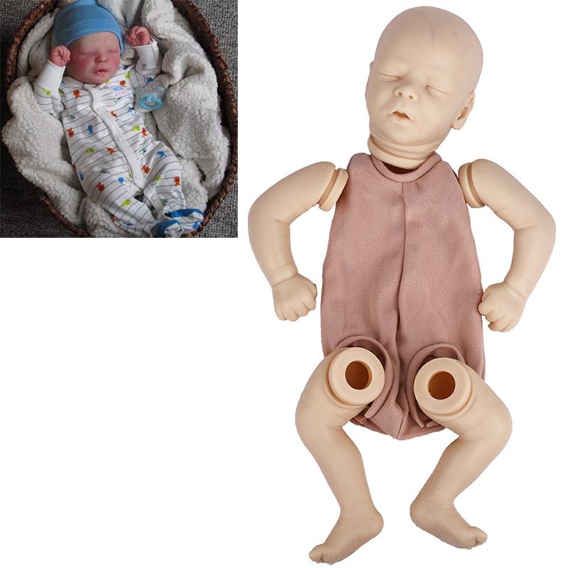 Изображение товара: Реалистичная кукла-реборн 45 см, новорожденный, Спящий ребенок, Даррен, виниловая Неокрашенная НЕОБРАБОТАННАЯ кукла, детали «сделай сам», пустая кукла, комплект в подарок ребенку