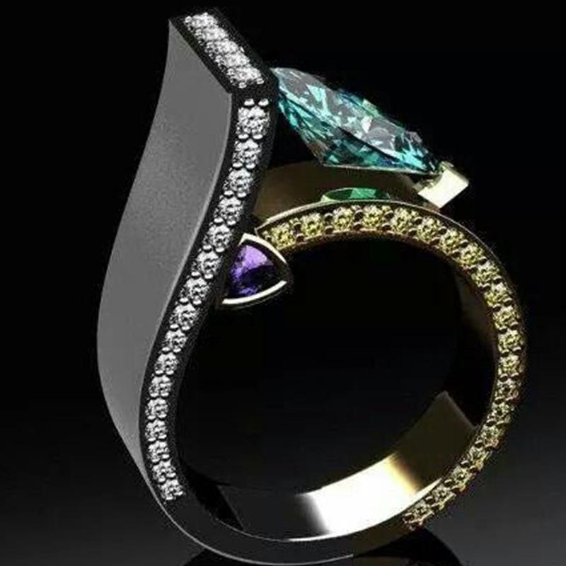 Изображение товара: Milangirl стильное цветное геометрическое кольцо неправильной формы для женщин кубическая инкрустация цирконием современный хиппи 6 палец кольца ювелирные изделия