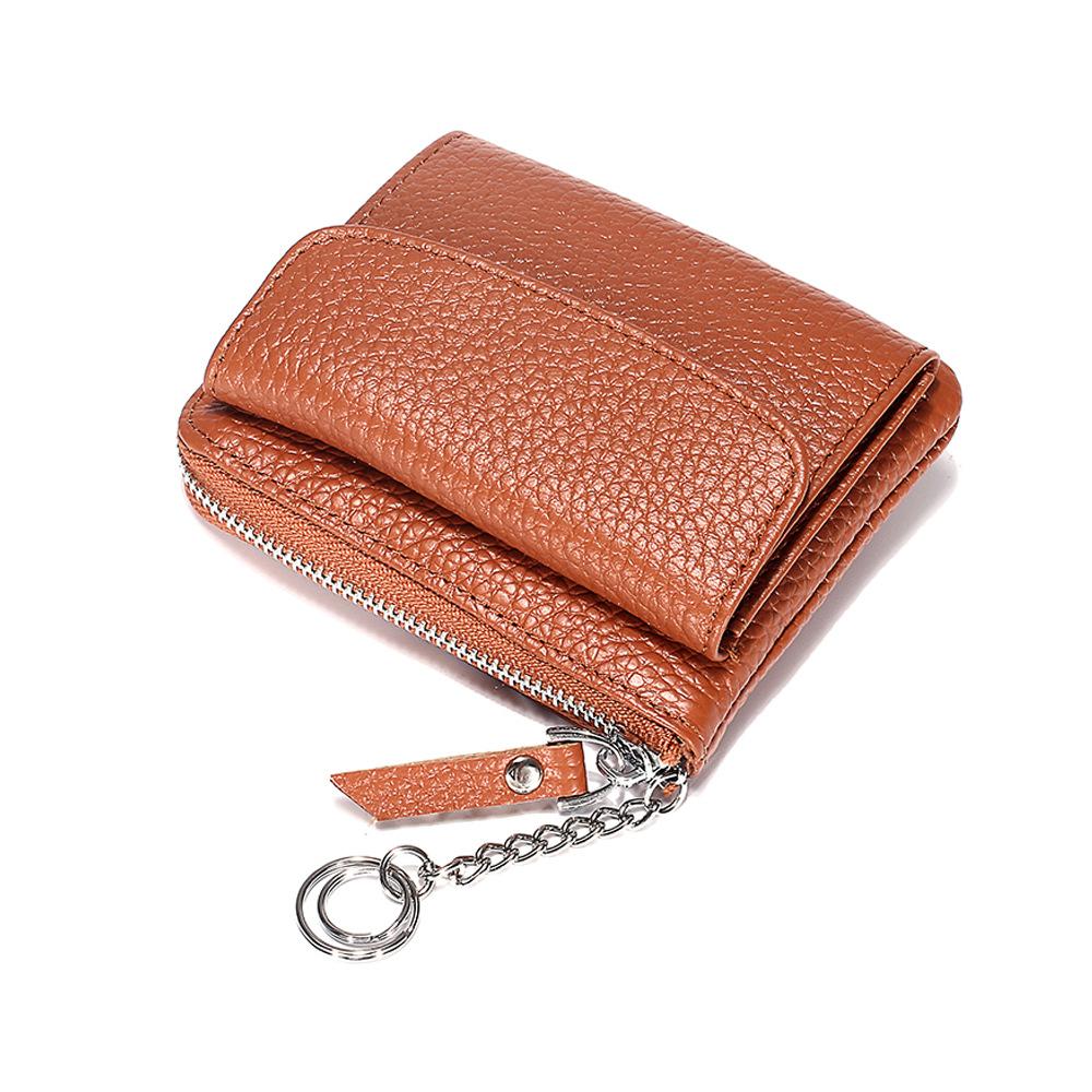 Изображение товара: Кошелек для монет GROJITOO, из натуральной кожи, с несколькими отделениями, простая мини-сумка на молнии, женский маленький кошелек, сумка для карт