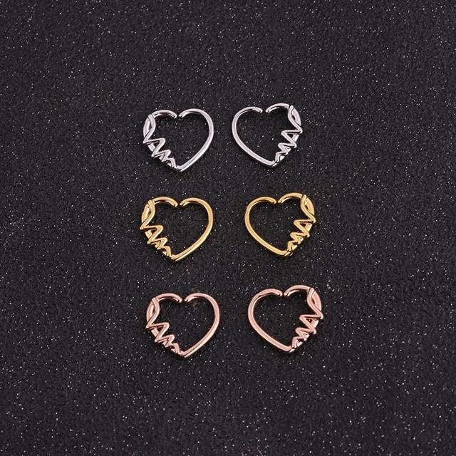 Изображение товара: 1 шт., простые серьги в форме сердца без пирсинга в виде сердца, женские и мужские трендовые милые двухсторонние медные серьги