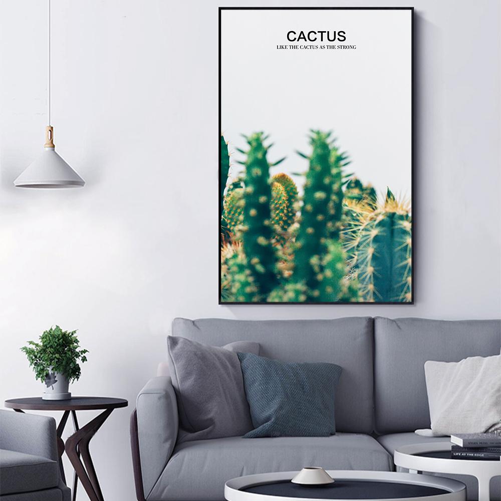 Изображение товара: Картина на холсте в скандинавском стиле, зеленые растения, суккуленты, кактус и Лист алоэ, настенные картины для гостиной, домашний декор