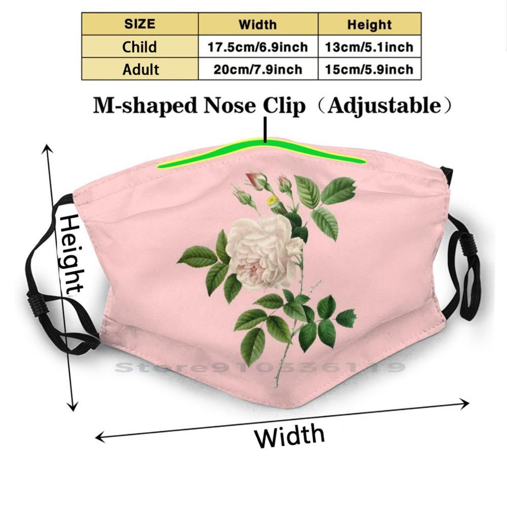 Изображение товара: Винтажная растительная иллюстрация розового цвета, многоразовая маска для лица с фильтрами, Детская растительная винтажная растительная маска