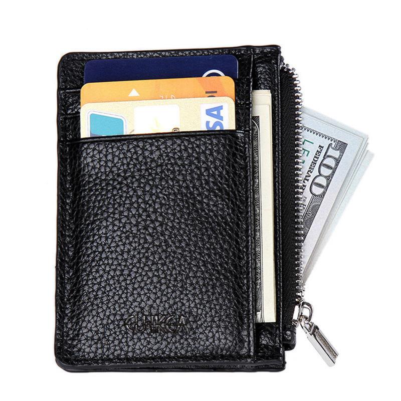 Изображение товара: Модный стильный держатель для кредитных карт в стиле унисекс, кошелек из искусственной кожи, однотонный многофункциональный кошелек для ID-карт, кошелек для хранения, сумка для ключей