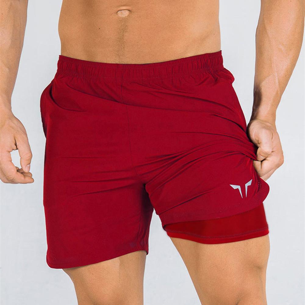 Изображение товара: Мужские быстросохнущие шорты 2 в 1, летние повседневные шорты для безопасности, мужские Модные уличные спортивные штаны для фитнеса и велоспорта, 2019