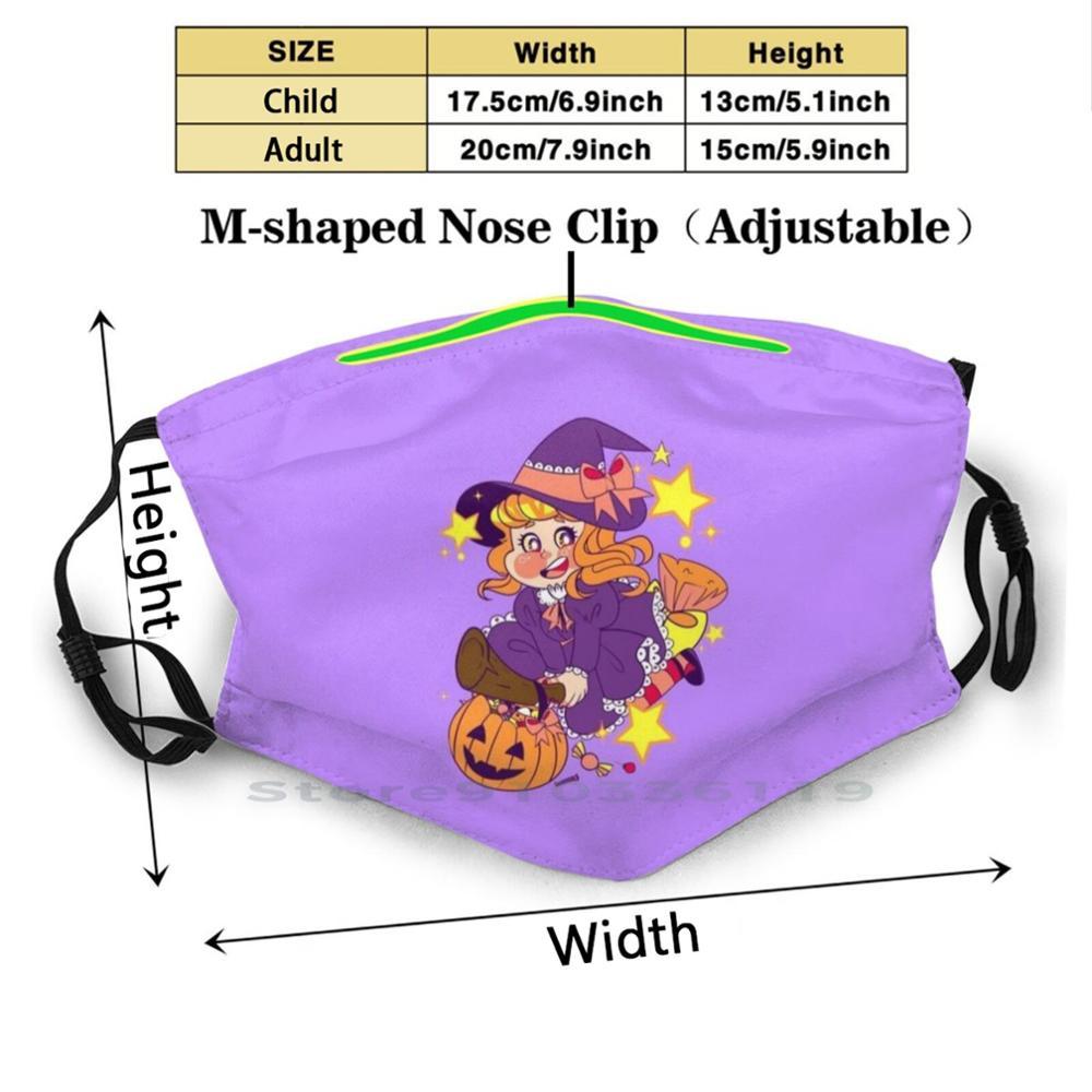 Изображение товара: Злой сладкий принт ведьмы многоразовая маска Pm2.5 фильтр маска для лица детская одежда на Хэллоуин, милые, миленькие в японском стиле («Каваий» жуткий Spoopy фиолетового и оранжевого цвета