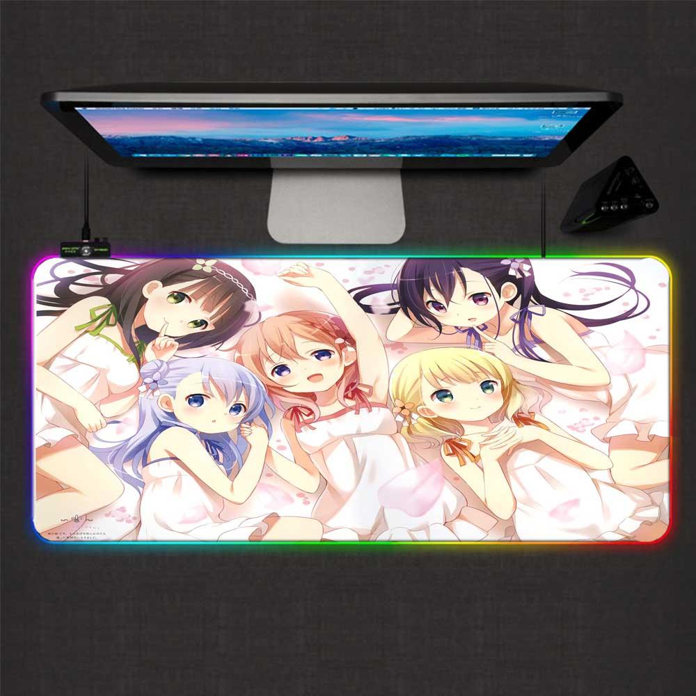 Изображение товара: XGZ группа милых девочек анимированный коврик для мыши RGB аксессуары для геймеров светодиодный подсветка компьютера Настольный коврик для клавиатуры коврик для мыши XxL