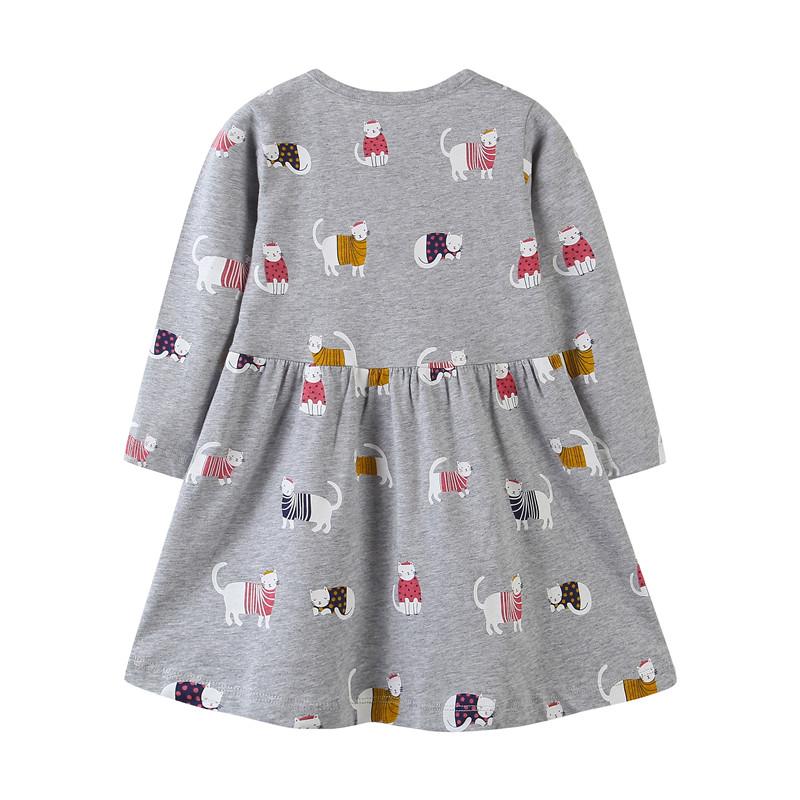 Изображение товара: Детское Хлопковое платье Funnygame, осенне-весеннее платье с длинными рукавами и принтом в виде уток, с карманами