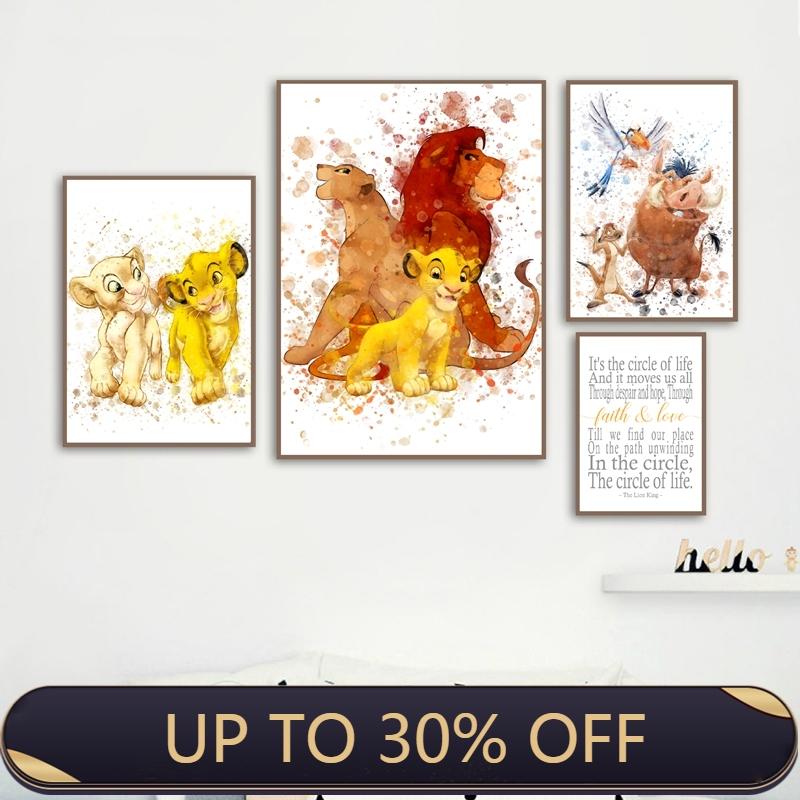 Изображение товара: Постеры и принты в скандинавском стиле с изображением семьи льва, декор для детской стены, Детские Мультяшные настенные картины, Картина на холсте