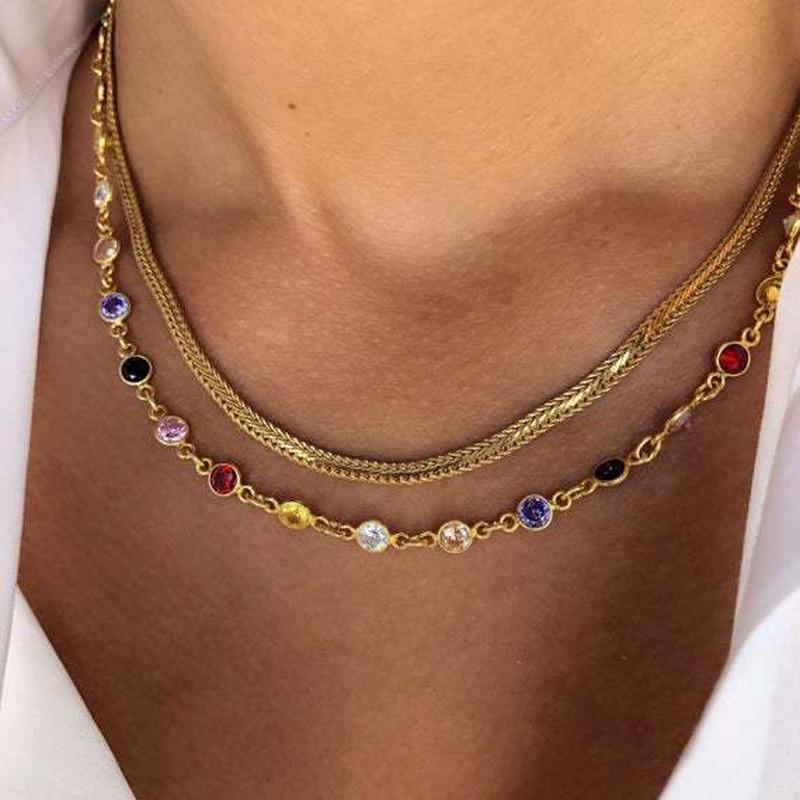 Изображение товара: Ожерелье-чокер HebeDeer, Ювелирное Украшение для влюбленных, модное женское ожерелье серебряного цвета в богемном стиле, многослойная цепочка, женские ожерелья
