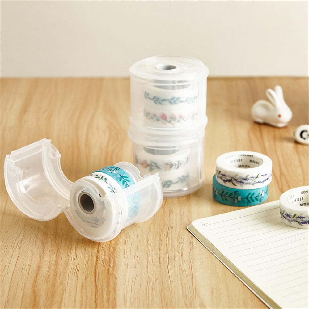 Изображение товара: Диспенсер для клейкой ленты, пластиковый, прозрачный, белый малярный скотч, 1 шт.