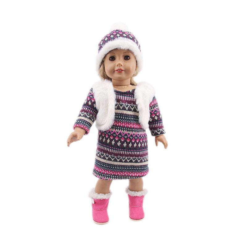 Изображение товара: Скидка! Новый кукольный свитер, костюм комплект из 2 предметов для американской куклы для девочек 18 дюймов и куклы для новорожденных 43 см и наше поколение, Рождество