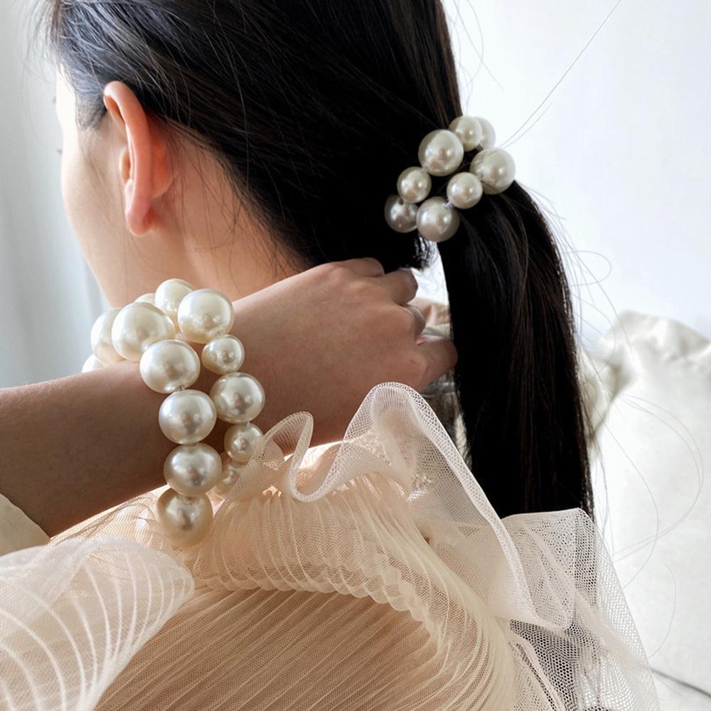 Изображение товара: Резинка для волос женская, с крупными жемчужинами, держатели головных уборов