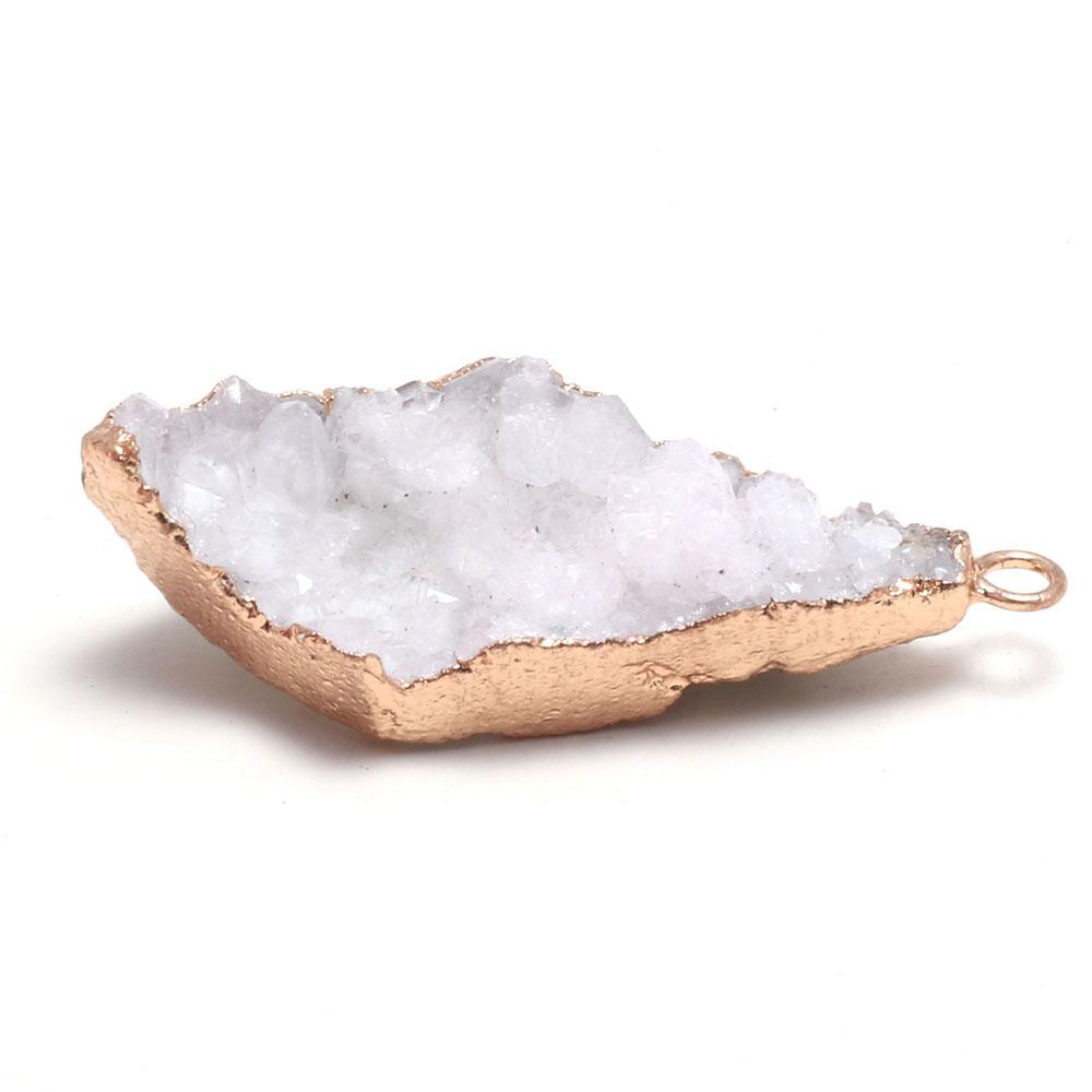 Изображение товара: Подвеска из натурального камня, подвеска в виде ромба с белым агатом для украшения своими руками, ожерелье, браслет, ножной браслет, аксессуар