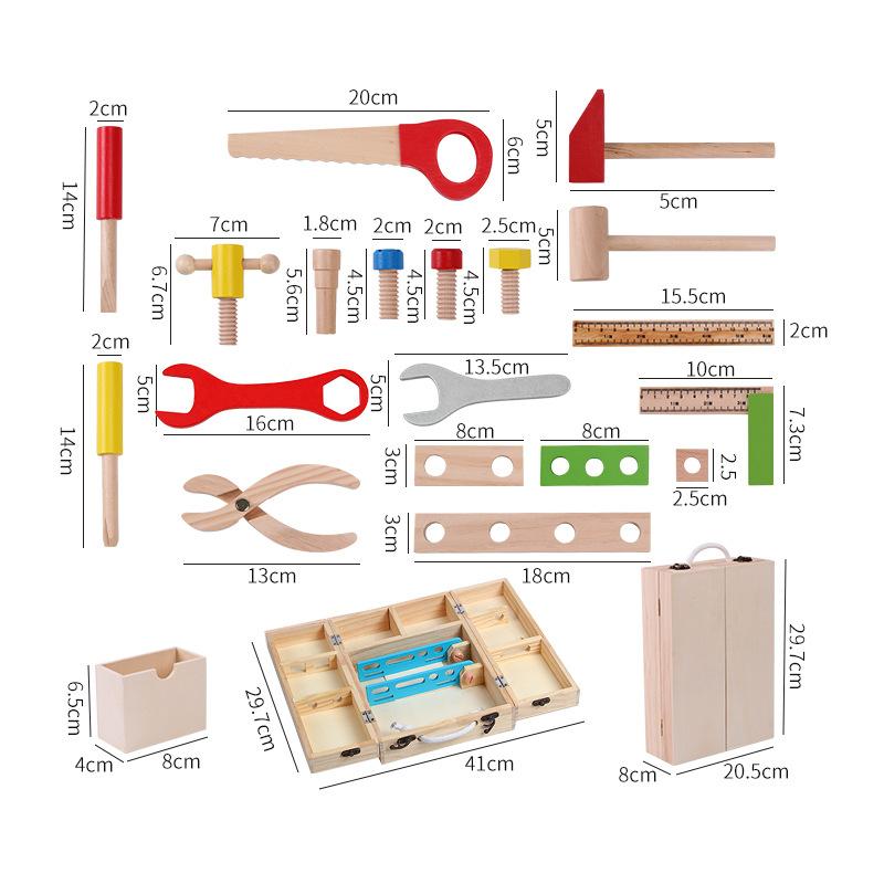 Изображение товара: Ящик для ремонта детских инструментов, Обучающие игрушки, имитация разборки, деревообрабатывающая коробка с гайками, деревянная игрушечная модель для мальчиков и игрового домика