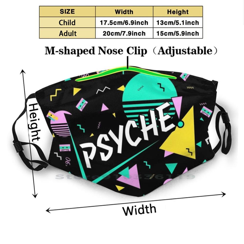 Изображение товара: Психическое! Многоразовая маска для рта Pm2.5 с фильтром для детского творчества, с цитатами 90S, 1990S, 1990, 90S, винтажная, ретро, розовая, зеленая, желтая