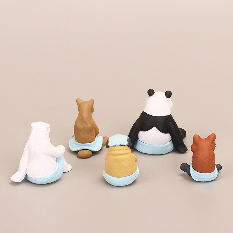 Изображение товара: 5 шт. ПВХ моделирование животных фигурка игрушки полярный медведь панда собака енот модель животного игрушки для детей модель животного кукла