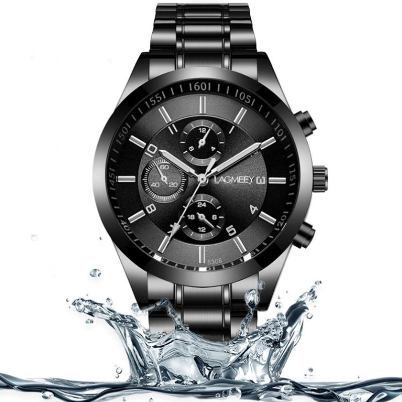 Изображение товара: Часы наручные мужские Кварцевые полностью стальные, роскошные модные водонепроницаемые
