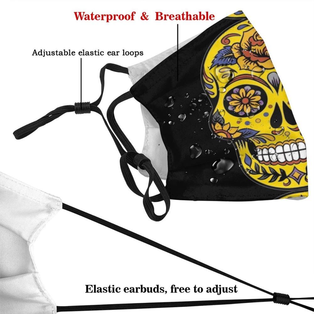 Изображение товара: Dia-де-лос-muertos в форме черепа (сахарный череп) для взрослых и детей моющиеся смешное лицо маска с фильтром череп диа-де-лос-muertos