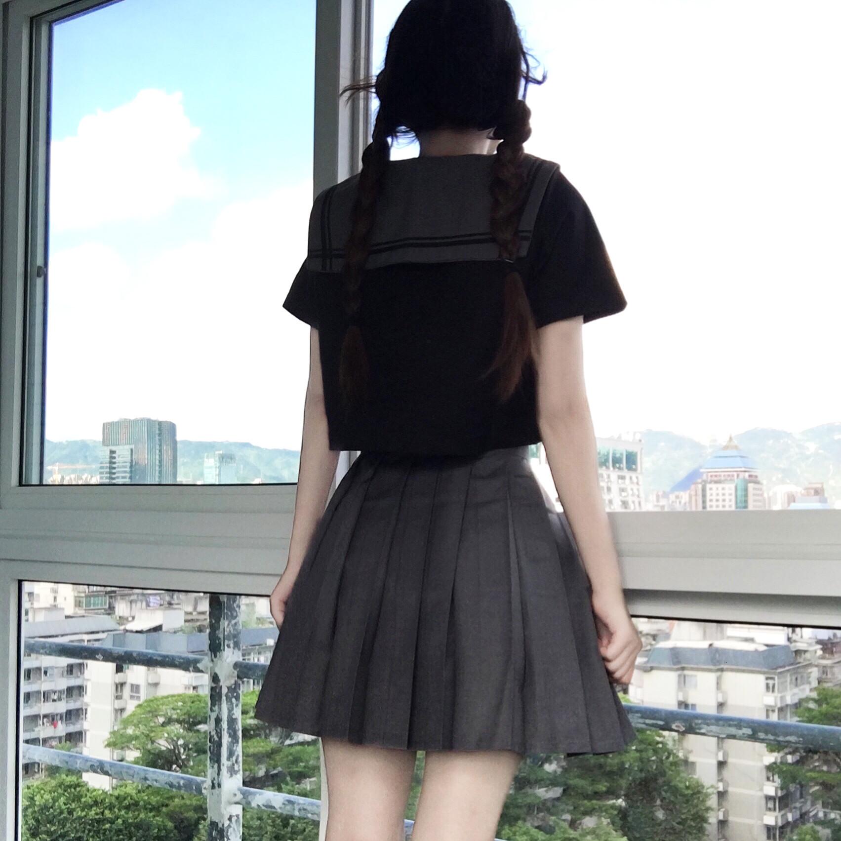 Изображение товара: Японский школьная форма, юбка в комплекте, кукла плохой девочки, черная Готическая однотонная плиссированная костюм JK, школьная Студенческая одежда