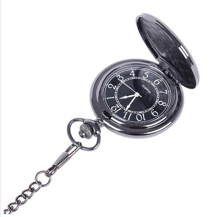 Изображение товара: Серебряные карманные часы гладкие и Яркие модные ретро карманные часы с двумя лицами и ожерельем карманные часы два цвета на выбор