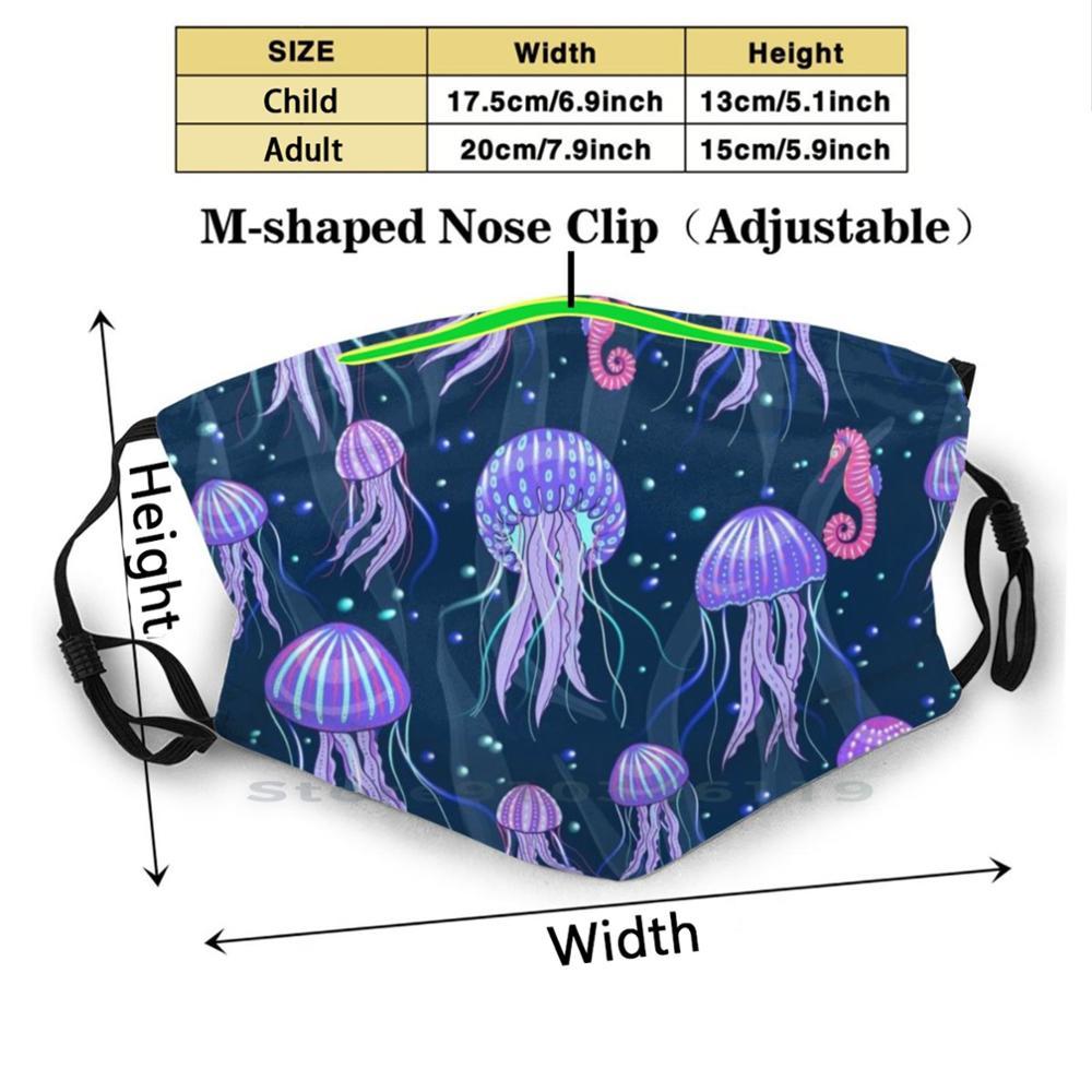 Изображение товара: Светящаяся медуза в глубоком море. Дизайн Пылезащитный фильтр смываемая маска для лица дети Медузы морской синий блеск светится в темноте