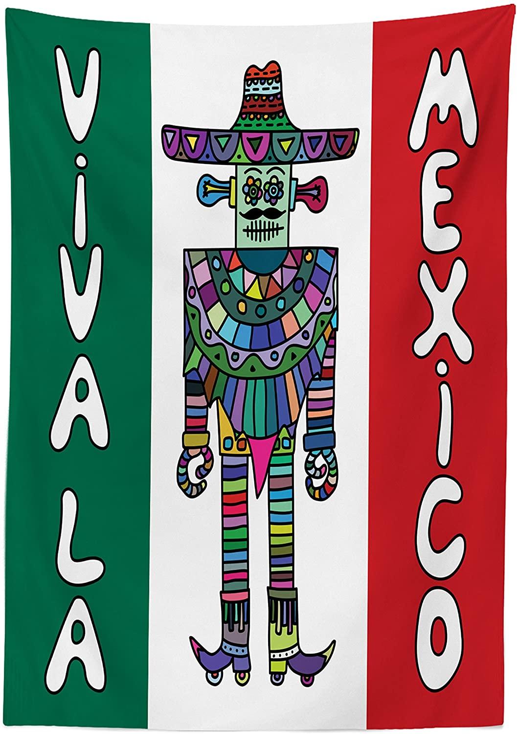Изображение товара: Дизайнерский мексиканский робот с сомбреро и пончо на мексиканском флаге цветной фон печать пользовательский чехол для стола