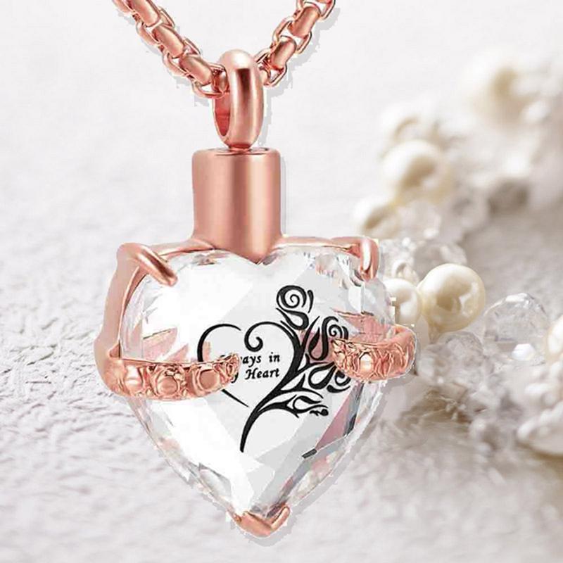 Изображение товара: Подвеска в виде сердца с кристаллами, украшение для праха, памятный кулон с животными, золами, урной, ожерелье