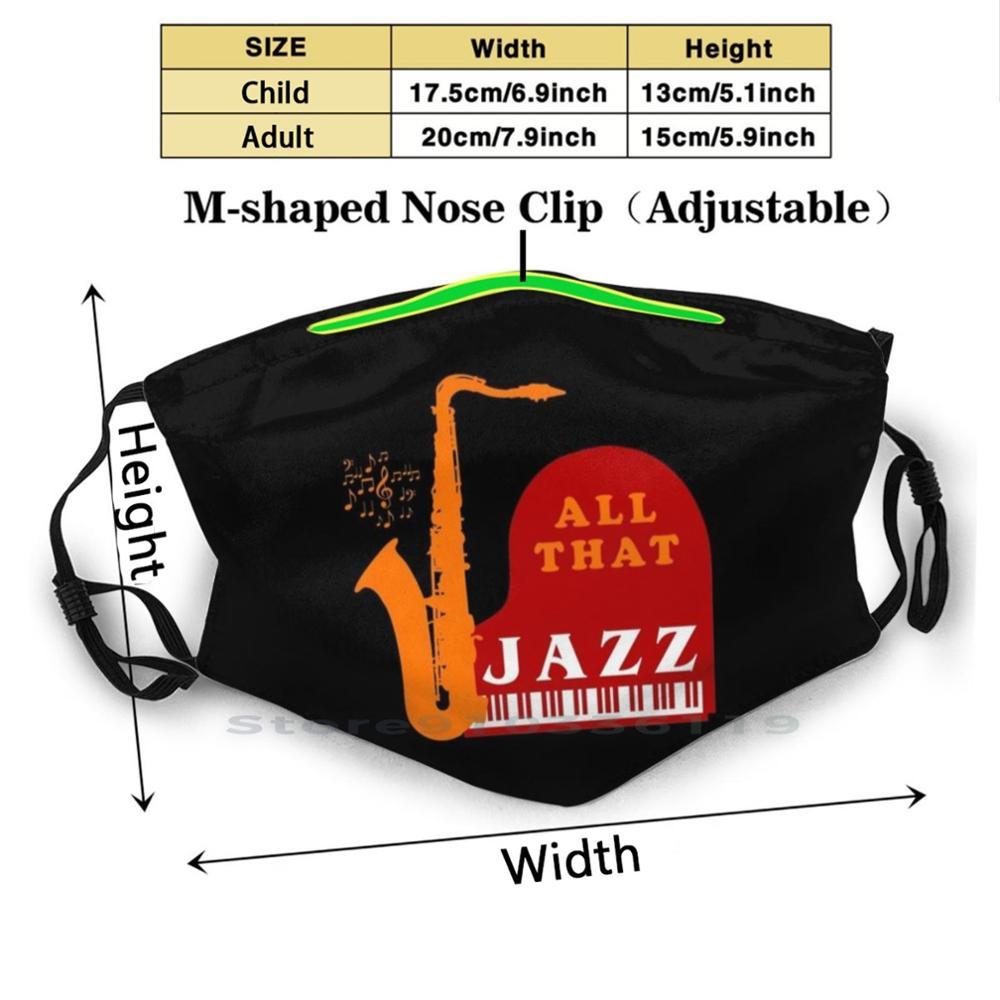 Изображение товара: Многоразовая маска с принтом в виде джаза, фильтр Pm2.5, детская маска для лица, музыкальный музыкант, блюз, гитара, пианино, саксофон
