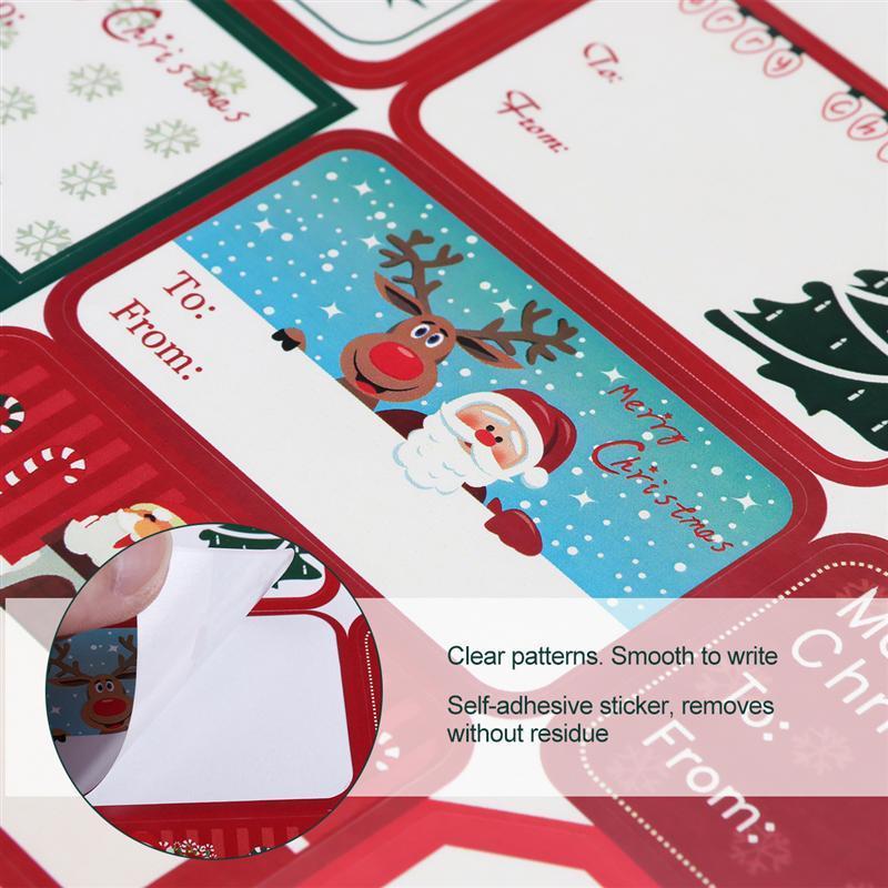 Изображение товара: Рождественские самоклеящиеся Стикеры для подарков, стикеры, этикетки для рождественских подарков с Санта-Клаусом, снежинками, 144