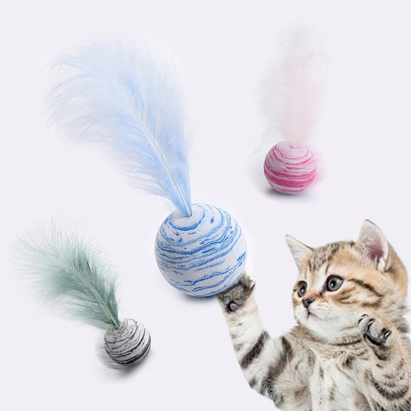 Изображение товара: 2 шт. кошка мяч надувные игрушки поддельные перо игрушечная кошачья Дразнилка для котенка игрушки котенок интерактивные игрушки легкий Забавные игрушки Обучающие игрушки