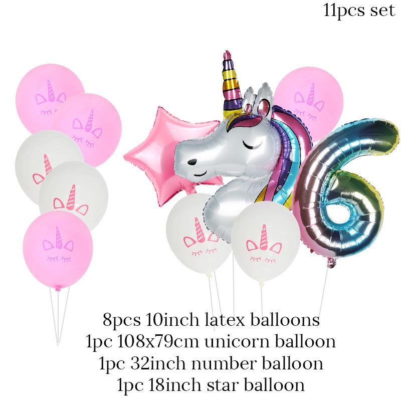 Изображение товара: Золотые шары в виде единорога на день рождения, радужные градиентные шары в виде единорога, цифр, украшения для 1-го дня рождения, Детские свадебные шары