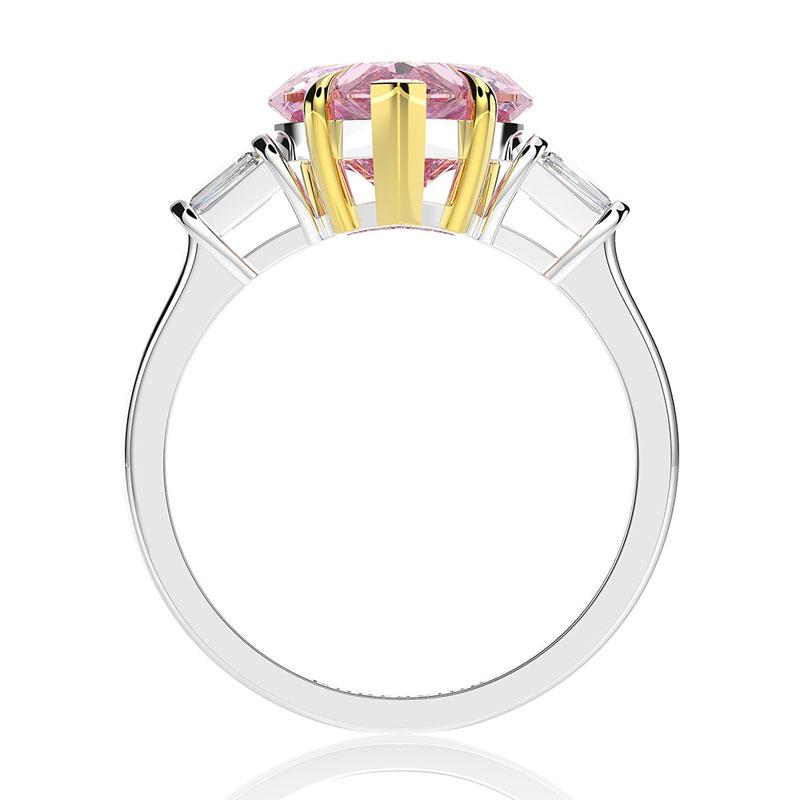Изображение товара: COLORFISH модное розовое сердце 4 ct кольцо с тремя камнями родиевое покрытие Стерлинговое Серебро высокое качество кубического циркония Обручальные кольца
