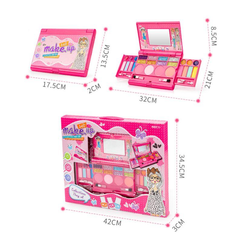 Изображение товара: Безопасный нетоксичный детский макияжный набор для принцесс, тени для век, помада, палитра, набор в коробке, игрушка для ролевых игр
