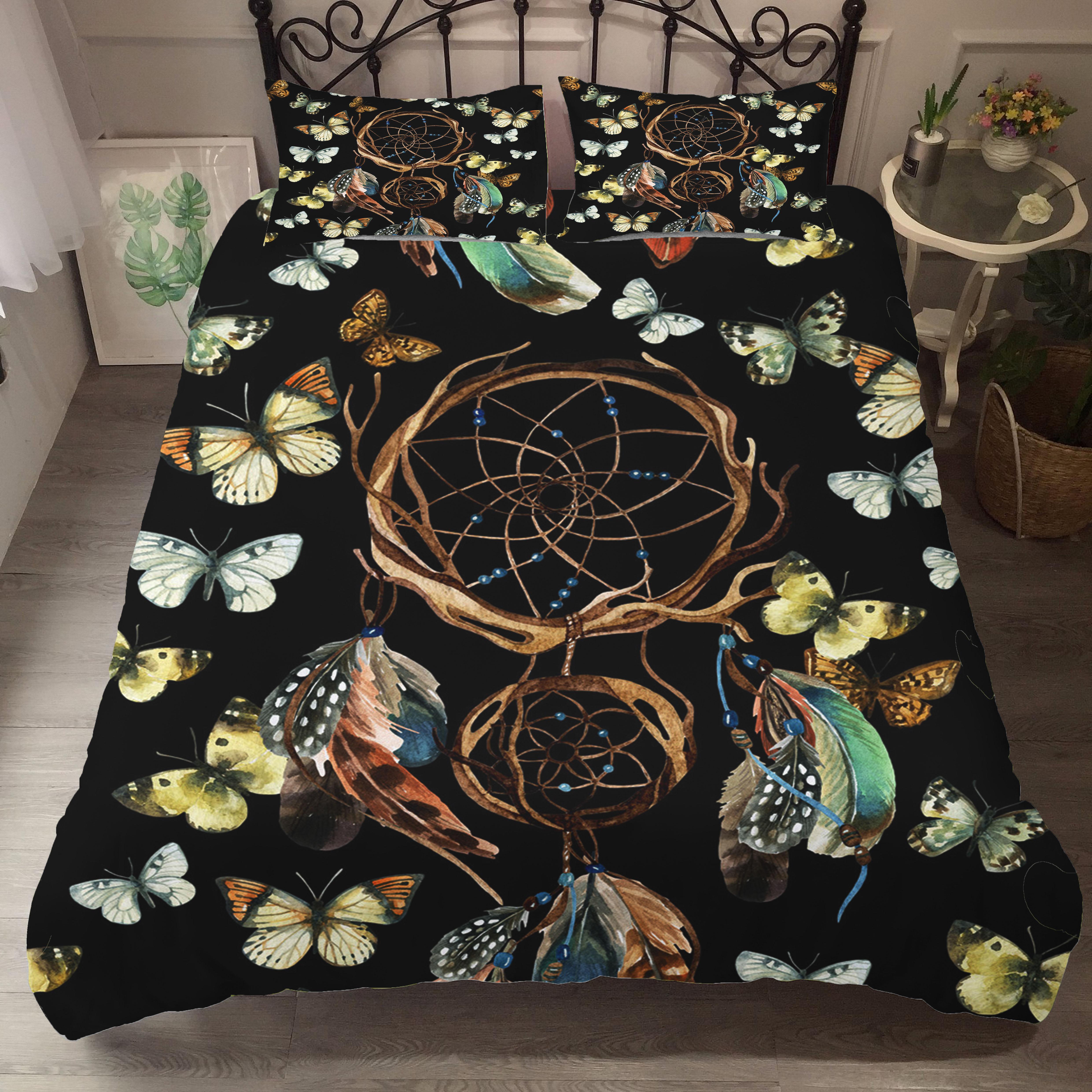 Изображение товара: MEI Комплект постельного белья с цветными перьями 3d, Ловец снов, двойное одеяло, постельное белье