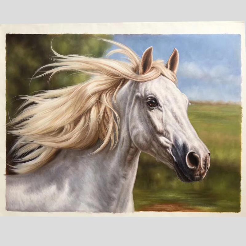 Изображение товара: KOWELL ручная роспись высокого качества Белая лошадь масляная живопись на холсте искусство подарок домашний Декор Гостиная Настенная картина без рамки