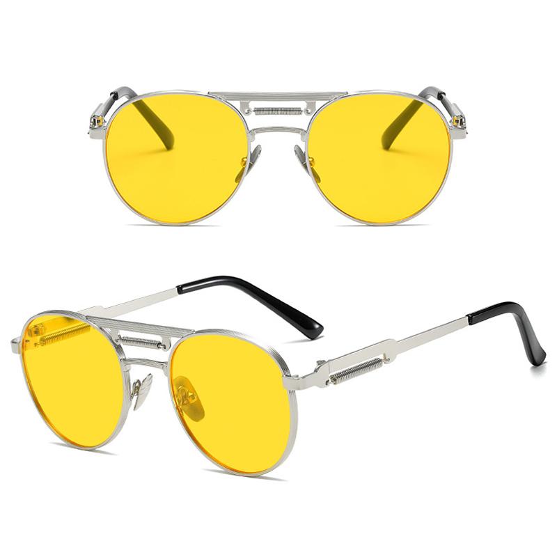 Изображение товара: Elbru персонализированные панк Солнцезащитные очки круглая металлическая Удобная рама Весенние солнцезащитные очки цветные прозрачные линзы солнцезащитные очки унисекс