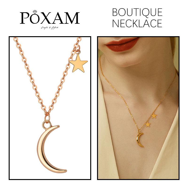 Изображение товара: Женское винтажное ожерелье с подвеской, многослойное ожерелье золотистого цвета с бусинами, Луной и звездами, модель 2020 года